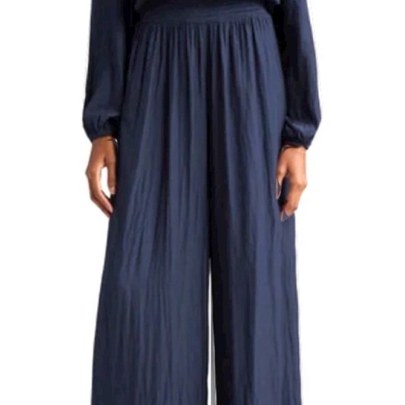Ramy Brook Lea Crinkle Wide Leg Jumpsuit‎ in Navy - Picture 6 of 16